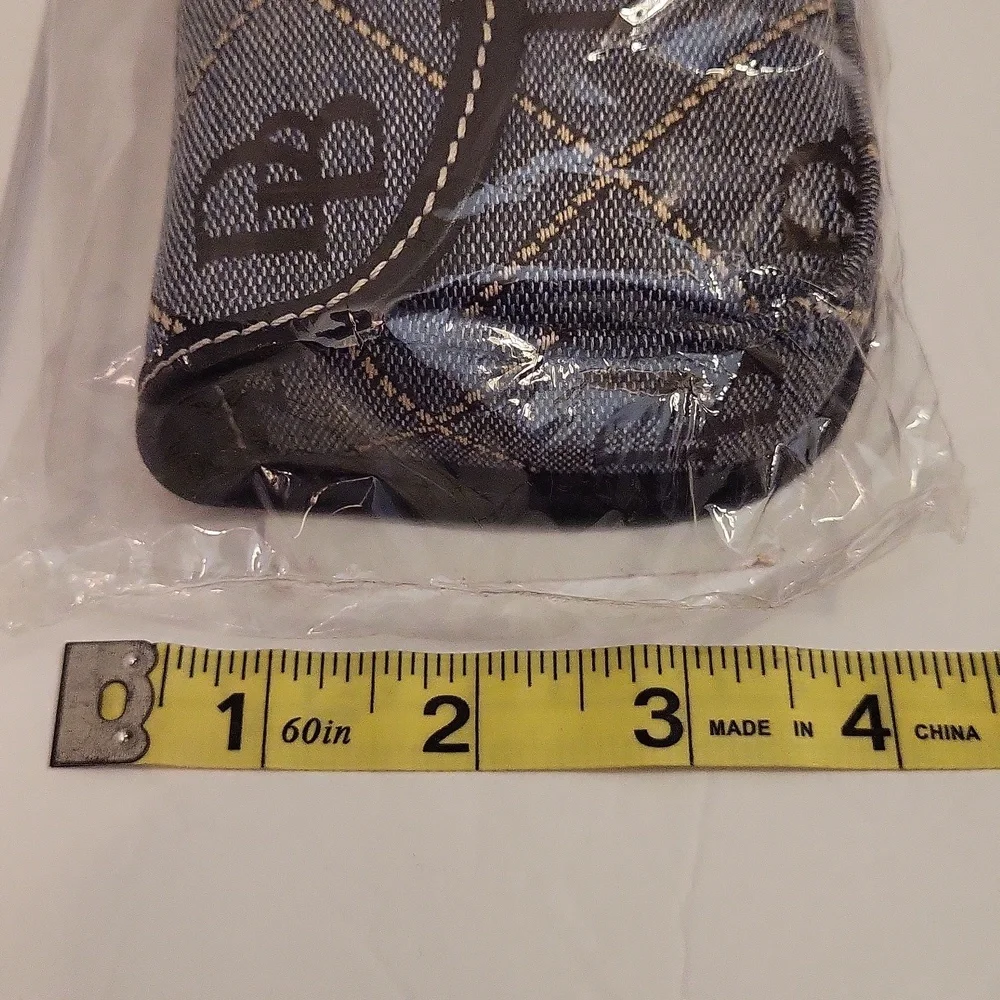 NWT Dooney and Bourke Blue Logo Wristlet with Black Leather Trim - Picture 2 of 6